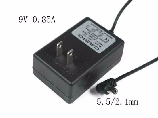 ACP For Casio AC Adapter 5V-12V 9V 0.85A, 5.5/2.1mm, US 2-Pin, Int. V-, New