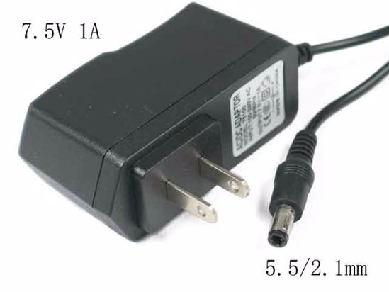 ACP Other Brand AC Adapter 5V-12V 7.5V 1A, 5.5/2.1mm, US 2-Pin, New, 27