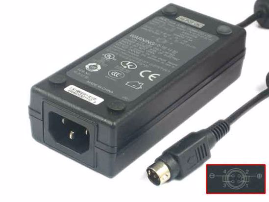 HJC HASU12FB AC Adapter 5V-12V 12V 5A, 4-Pin P1 4=V