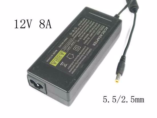 ACP OEM Power AC Adapter 5V-12V 12V 8ABarrel 5.5/2.5mm, 3-Prong, New