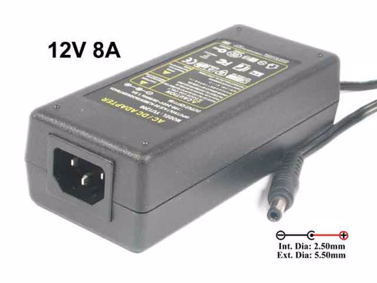 ACP OEM Power AC Adapter 5V-12V 12V 8A, 5.5/2.5mm, C14, New