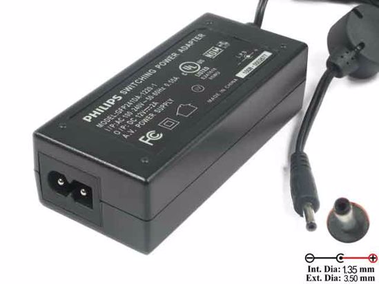 Philips Common Item (Philips) AC Adapter 5V-12V 12V 2A, 3.5/1.35mm, 2-Prong, New