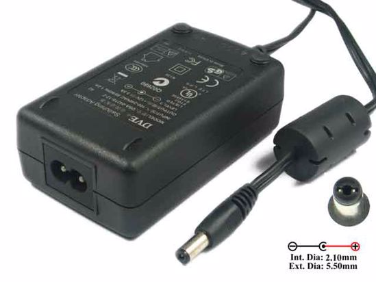 DVE DSA-0421S-12 AC Adapter 5V-12V 12V 3.5A, 5.5/2.1mm, 2-Prong, New