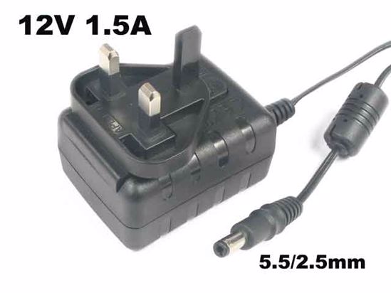 APD / Asian Power Devices WA18Q12R AC Adapter 5V-12V 12V 1.5A, 5.5/2.5mm, UK 3-Pin, New