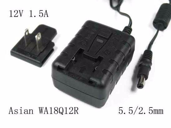 APD / Asian Power Devices WA18Q12R AC Adapter 5V-12V 12V 1.5A, Barrel 5.5/2.5mm, US 2-Pi