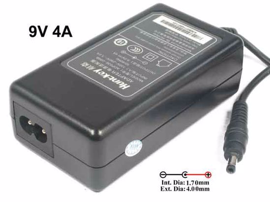 Huntkey ADP036-094B AC Adapter 5V-12V 9V 4A, 4.0/1.7mm, 2-Prong , New