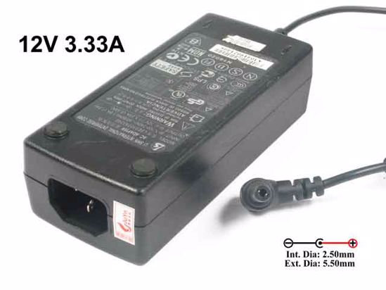 Li Shin LSE0107A1240 AC Adapter 5V-12V 12V 3.33A, Barrel 5.5/2.5mm, IEC C14, New