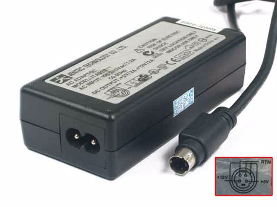 JENTEC JTA0202Y AC Adapter 5V-12V 12V 2A, 5V 2A, 4P P2=5V P3=12V, 2-Prong