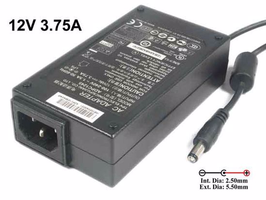 Philips AC To DC (Philips) AC Adapter 5V-12V 12V 3.75A, 5.5/2.5mm, C14 , New