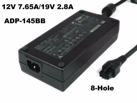 Delta Electronics ADP-145BB AC Adapter 5V-12V 12V 7.65A/19V 2.8A, 8-Hole, IEC C14