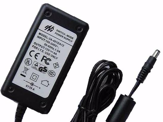 ENG 3A-401DA12 AC Adapter 5V-12V 12V 4A, 5.5/2.5mm, C14, New