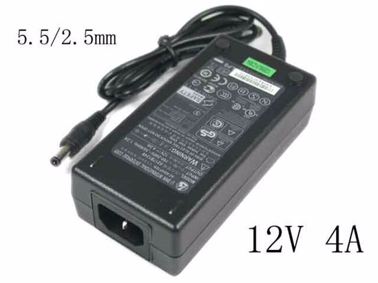 Li Shin 0217B1248 AC Adapter 5V-12V 12V 4A, 5.5/2.5mm, C14, New