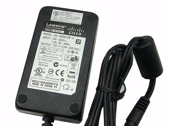 Linksys LS12V2A AC Adapter 5V-12V 12V 2A, 5.5/2.1mm, C14, New