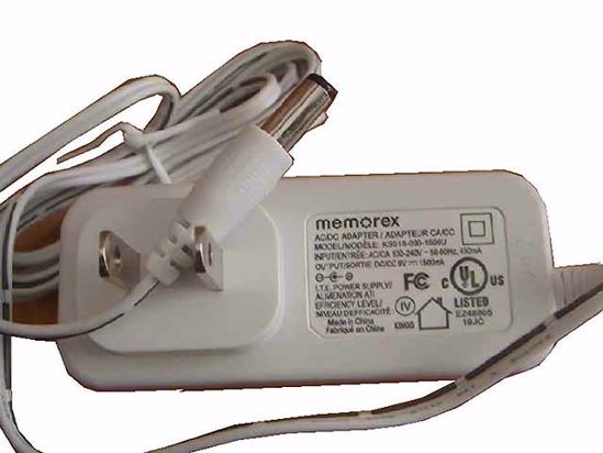 Memorex KSS18-090-1500U AC Adapter 5V-12V 9V 1.5A, 5.5/2.1mm, US 2-Pin, New