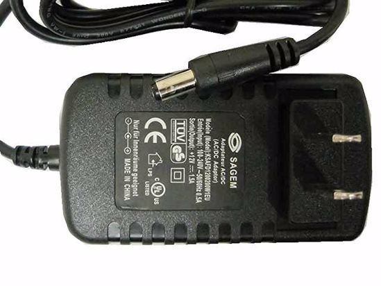 Other Brands SAGEM AC Adapter 5V-12V 12V 1.5A, 5.5/2.1mm, EU 2-Pin, New