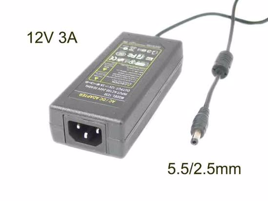 ACP OEM Power AC Adapter 5V-12V 12V 3A, 5.5/2.5mm, C14, New