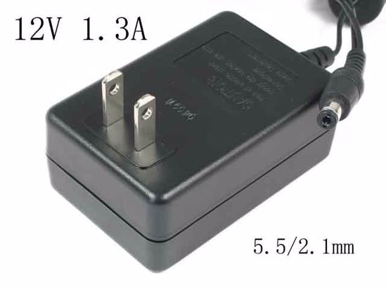 Sino American SA115B-12 AC Adapter 5V-12V 12V 1.3A, 5.5/2.1mm, US 2-Pin, New