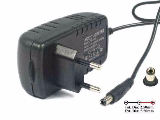 ACP OEM Power AC Adapter 5V-12V 9V 2A, 5.5/2.5mm, EU 2-Pin Plug