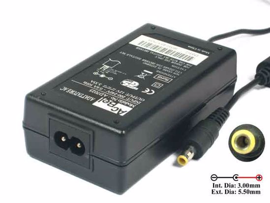 Acbel Polytech AD7025 AC Adapter 5V-12V 12V 3.33A, 5.5/3.0mm With Pin, 2-Prong, New