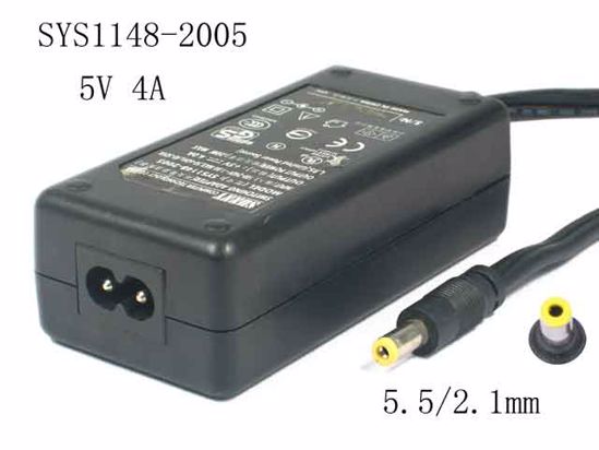 Sunny SYS1148-2005 AC Adapter 5V-12V 5V 4A, Barrel 5.5/2.1mm, 2-Prong