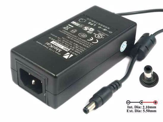 Other Brands MeiKai AC Adapter 5V-12V 12V 3.4A 41W, Round Barrel (2.1/5.5mm), IEC C14