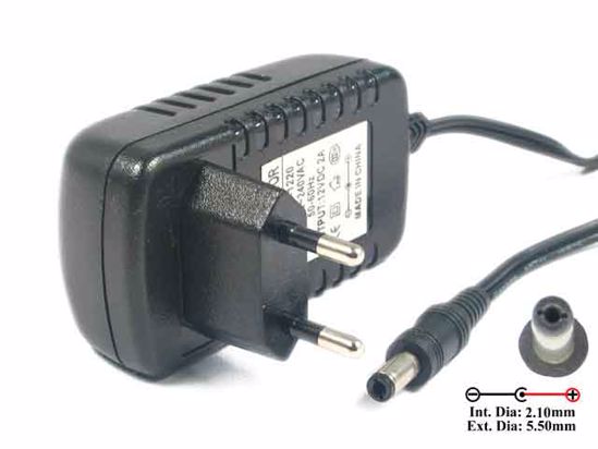 Other Brands KG-1220 AC Adapter 5V-12V 12V 2A, 5.5/2.1mm, EU 2-Pin, New