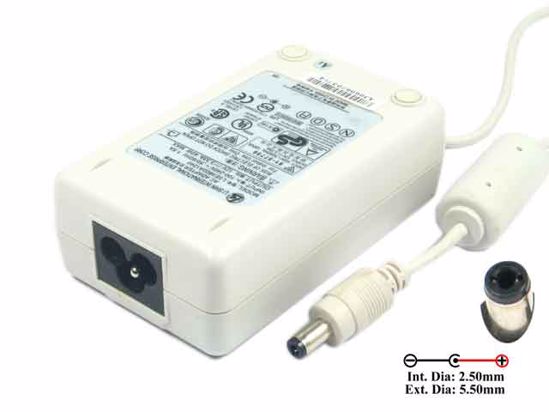 Li Shin LSE9802A1240 AC Adapter 5V-12V 12V 3.33A, 5.5/2.5mm, 3-Prong, White