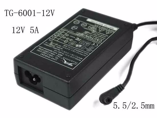 Tiger Power TG-6001-12V AC Adapter 5V-12V 12V 5A, 5.5/2.5mm, 3-Prong