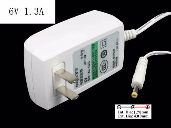 Sony Common Item (Sony) AC Adapter 5V-12V AC-6013, 6V 1.3A, 4.0/1.7mm, US 2-Pin , New