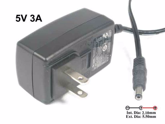 Other Brands V-INFINITY AC Adapter 5V-12V EMSA050300, 5V 3A, Barrel 5.5/2.1mm, US 2-Pin