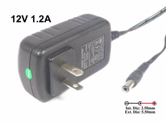 Other Brands KZ1201200 AC Adapter 5V-12V 12V 1.2A, Barrel 5.5/2.5mm, US 2-Pin Plug