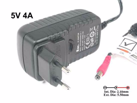 Other Brands Ktec AC Adapter 5V-12V KSAFF0500400W1UV-1, 5V 4A, Barrel 5.5/2.1mm,EU 2-P