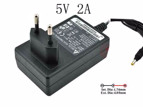 Delta Electronics EADP-10BB AC Adapter 5V-12V 5V 2A, Barrel 4.0/1.7mm, EU 2-Pin Plug