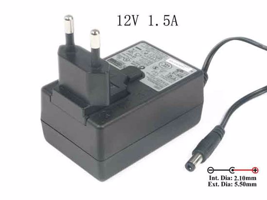 APD / Asian Power Devices WA-18H12 AC Adapter 5V-12V 12V 1.5A, 5.5/2.1mm, EU 2-Pin Plug