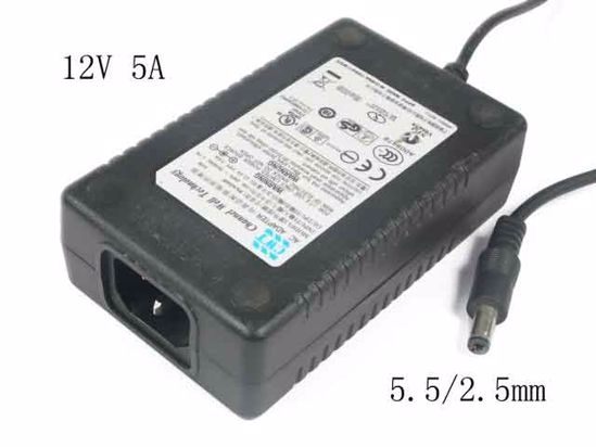 Other Brands CWT AC Adapter 5V-12V PAA060F, 60W, 12V 5A, Barrel 5.5/2.5mm, IEC C14