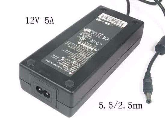 Delta Electronics EADP-60BB AC Adapter 5V-12V 12V 5A, Barrel 5.5/2.5mm, 2-Prong