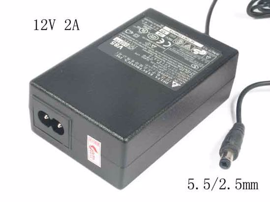 Delta Electronics ADP-24AB AC Adapter 5V-12V 12V 2A, 5.5/2.5mm, 2-Prong, New