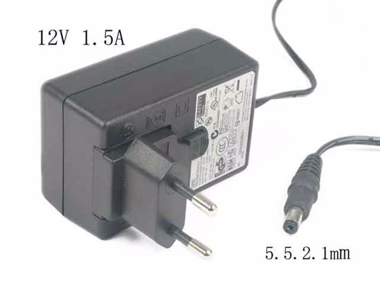 APD / Asian Power Devices WA-18J12 AC Adapter 5V-12V 12V 1.5A, 5.5.2.1mm, EU 2-Pin Plug