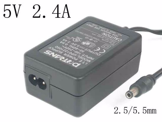 Potrans UP01221050 AC Adapter 5V-12V 5V 2.4A, Barrel 2.5/5.5mm, 2-Prong, New