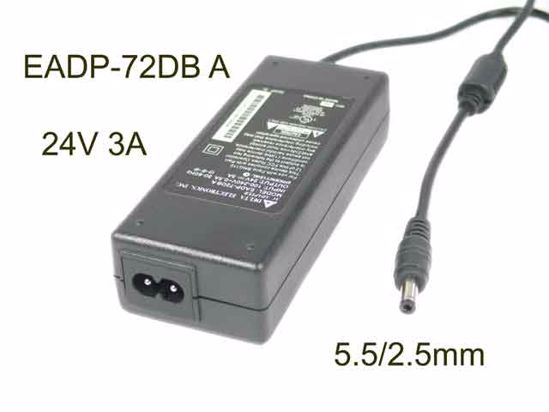 Delta Electronics EADP-72DB AC Adapter 5V-12V 24V 3A, Barrel 5.5/2.5mm, 2-Prong