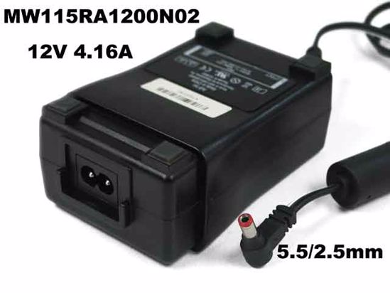 AULT MW115RA1200N02 AC Adapter 5V-12V 12V 4.16A, Barrel 5.5/2.5mm, 2-Prong