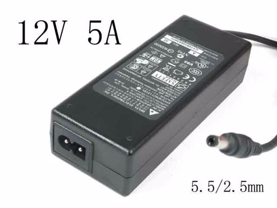 Delta Electronics EADP-60FB AC Adapter 5V-12V 12V 5A, 5.5/2.5mm, 2-Prong, New