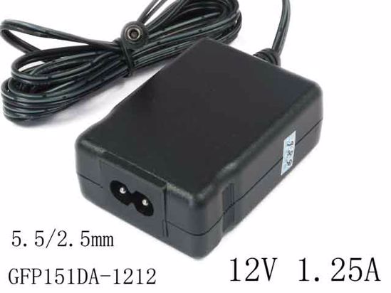 GME GFP151DA-1212 AC Adapter 5V-12V GFP151DA-1212, 12V 1.25A, Barrel 5.5/2.5mm, 2P, Ne