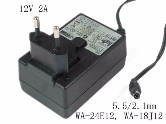 APD / Asian Power Devices WA-24E12 AC Adapter 5V-12V 12V 2A, Barrel 5.5/2.1mm, EU 2-Pin