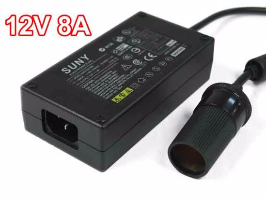 Sunny DA1208 AC Adapter 5V-12V 12V 8A, CAR PLUG, C14