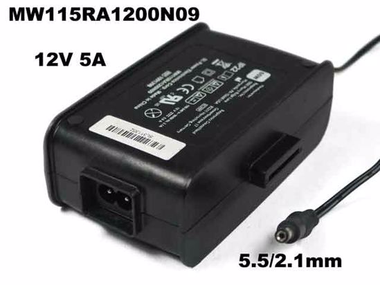 AULT MW115RA1200N09 AC Adapter 5V-12V 12V 5A, Barrel 5.5/2.1mm, 2-Prong