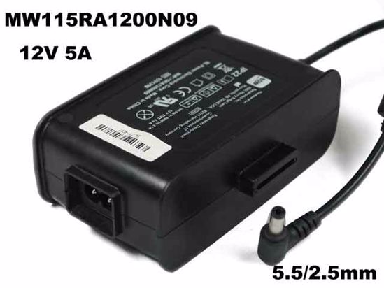 AULT MW115RA1200N09 AC Adapter 5V-12V 12V 5A, Barrel 5.5/2.5mm, 2-Prong