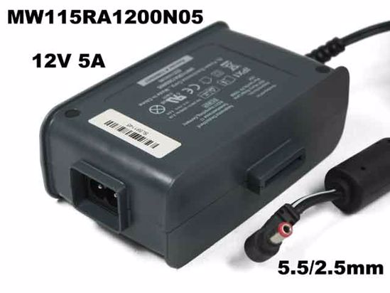 AULT MW115RA1200N05 AC Adapter 5V-12V 12V 5A, Barrel 5.5/2.5mm, 2-Prong