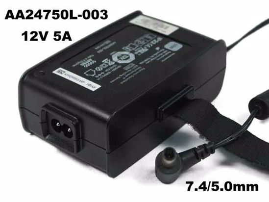 ASTEC AA24750L-003 AC Adapter 5V-12V 12V 5A, Barrel7.4/5.0mm With Pin 2-Prong