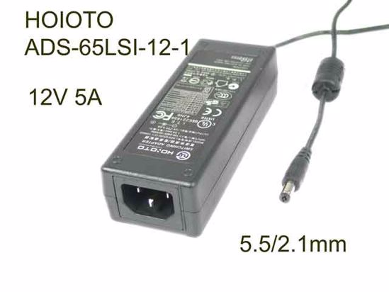 HOIOTO ADS-65LSI-12-1 AC Adapter 5V-12V 12V 5A, 5.5/2.1mm, C14